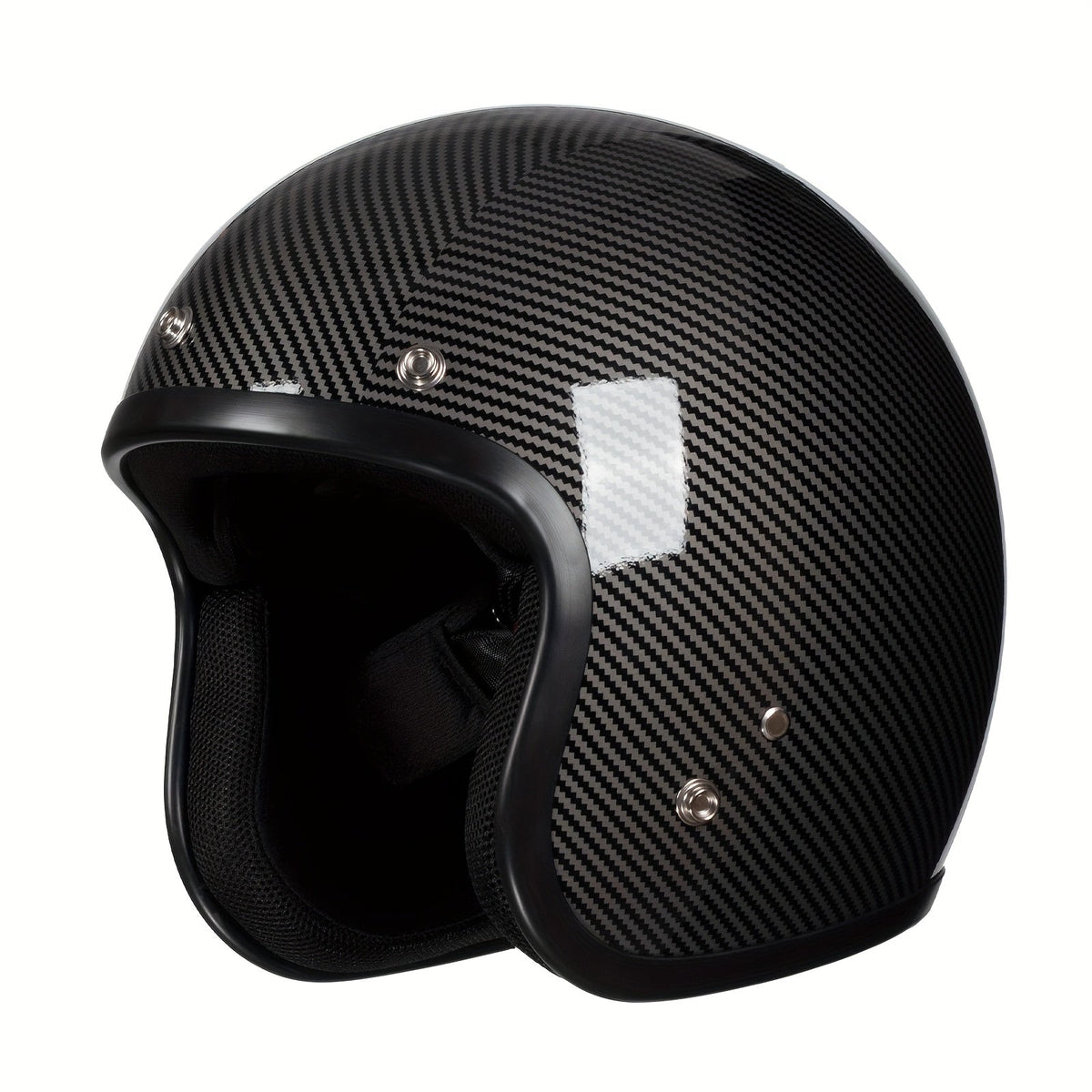 Motorcycle Helmet 3/4 Open-Face Design in Six Graphic Styles, S-XL Sizes with Front Snap Hardware and Padded Liner