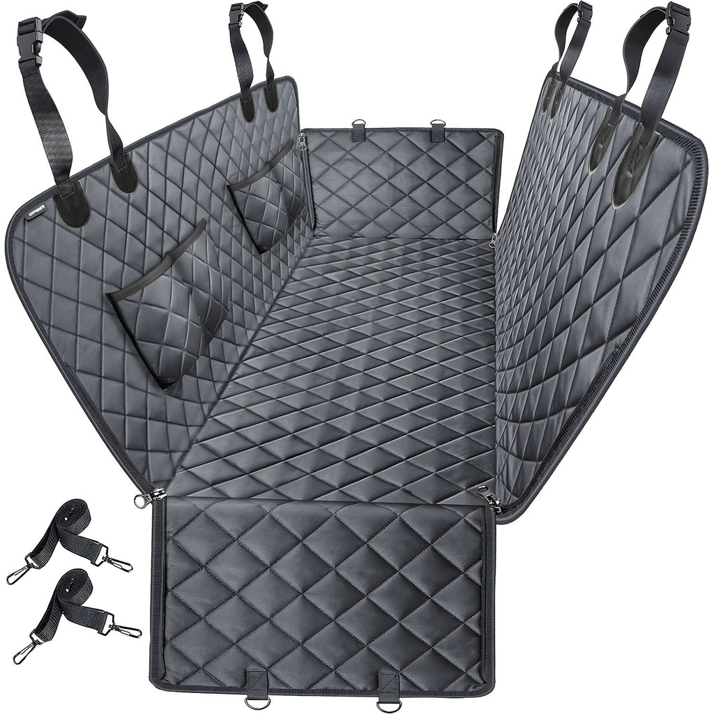 Dog Car Seat Cover Pet Hammock for Back Seat, Waterproof Scratch-Proof Nonslip Dog Seat Cover with 4 Side Pockets