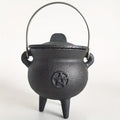 Cast Iron Cauldron with Lid & Handle, Witchcraft Incense Burner, Spell Ritual Pot, Halloween Decor