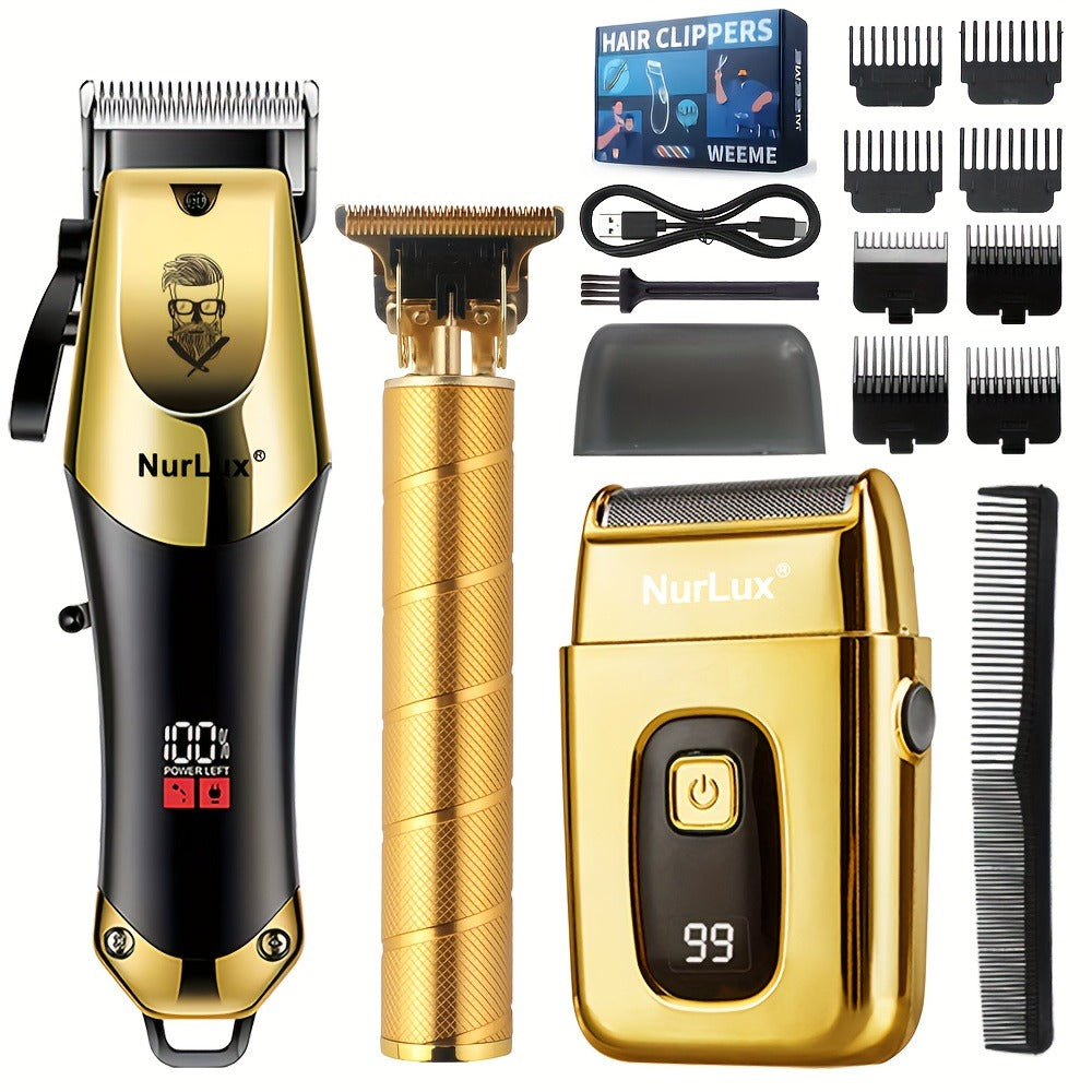 Hair Clipper WEEME One-, Two- or Three-Piece Grooming Sets with LCD Displays, USB Charging and Four Options