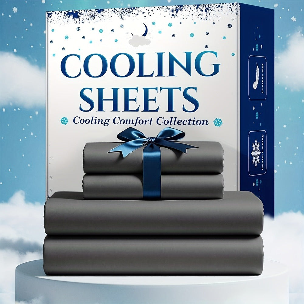 Bamboo Blend Cooling Bed Sheet Set 4pcs – Ultra Soft Breathable Kids Sheets, Deep Pocket Fitted Sheet 18"-24"
