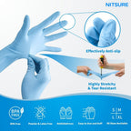 Blue Nitrile Disposable Gloves 5.5 Mil, Bulk Pack 101/201/501/1000 Count, Latex-Free Powder-Free Chemical Resistant Elastic Fit