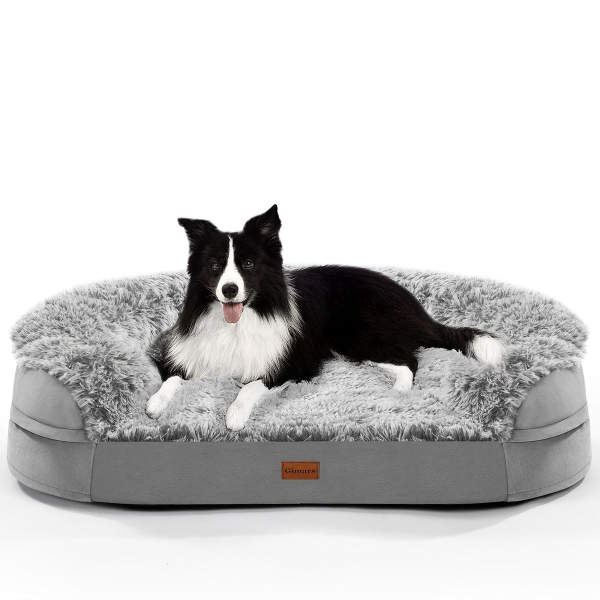 Egg-Crate Foam Dog Bed with Plush Bolsters and Rectangle or Semicircle Large-Size Shape Options