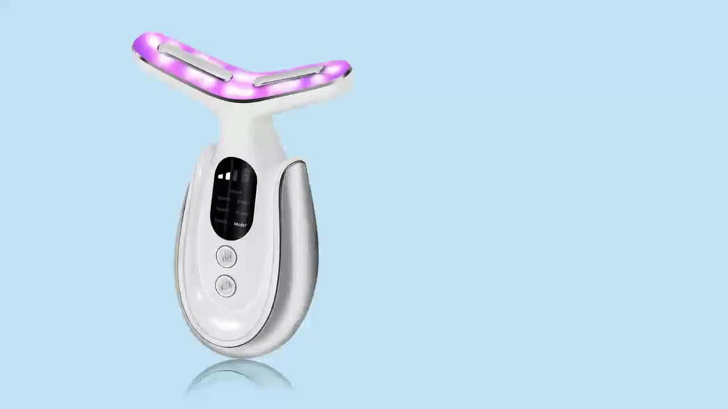 Face & Neck Massager 7-in-1 LED Light Therapy USB Rechargeable - Multifunctional Facial Lifting Wrinkle for Home or Salon Spa Use