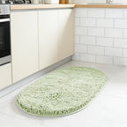 Oval Chenille-Style Bath Mat with Five Color Designs and 40 × 60 to 63 × 95 cm Size Options