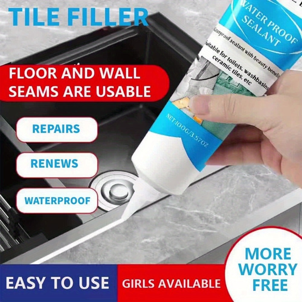 Tile Grout Sealant 100g Gap Filler for Kitchen Bathroom Sink Floor Odor Free Easy Handling for Home Cooking, Dining and Outdoor Meals