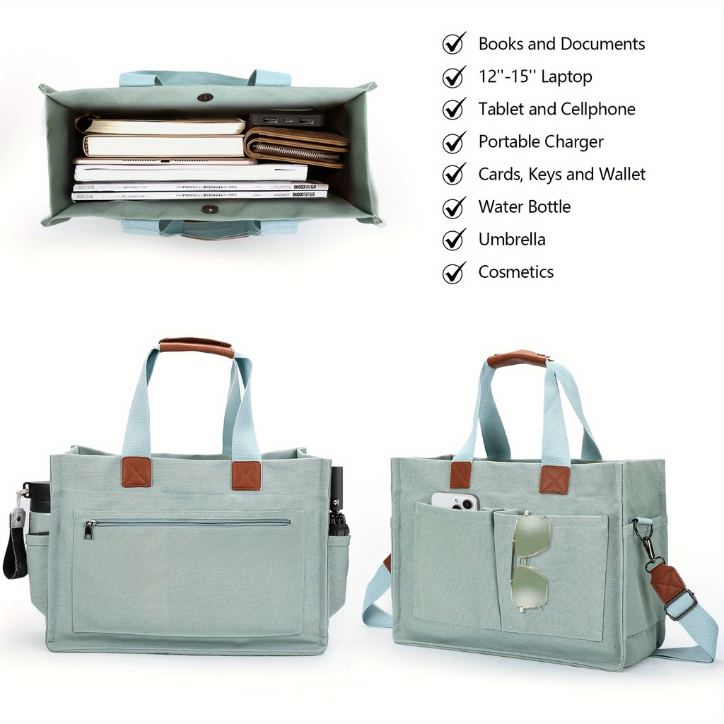 Large Utility Tote Bag for Women with Multiple Pockets, Adjustable Strap and Small or Large Sizes