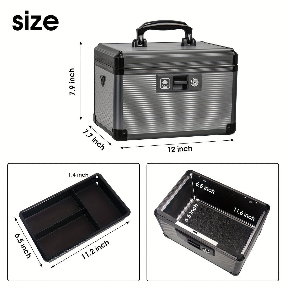 Aluminum Alloy Lockable Medicine Box – Double Layer Large Capacity Storage Box with Key Lock, Handle & Tray for Medicines