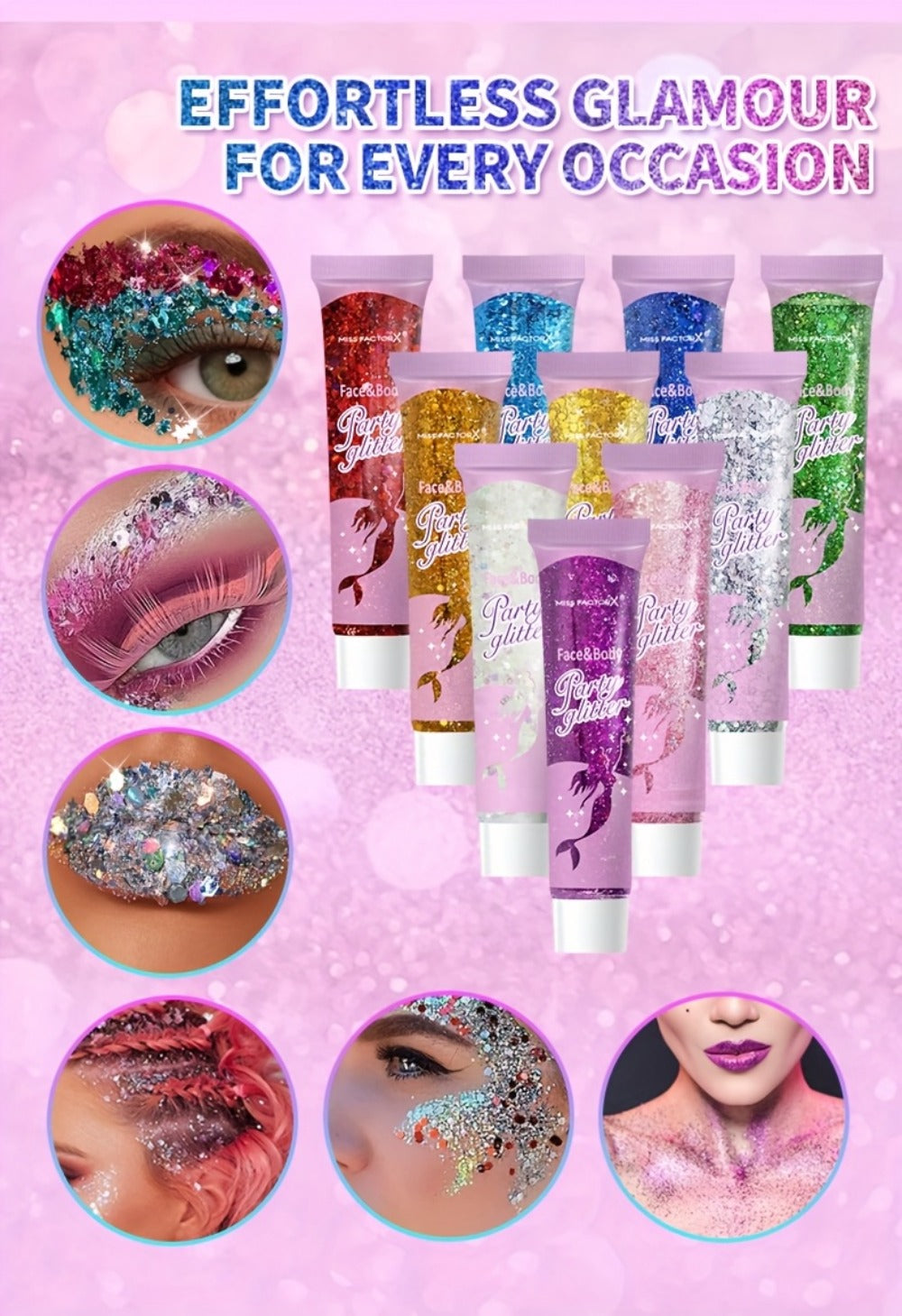Holographic Glitter Gel Set 10 Colors Cosmetic Grade Face Body Makeup – Festival Rave Cosplay Anime