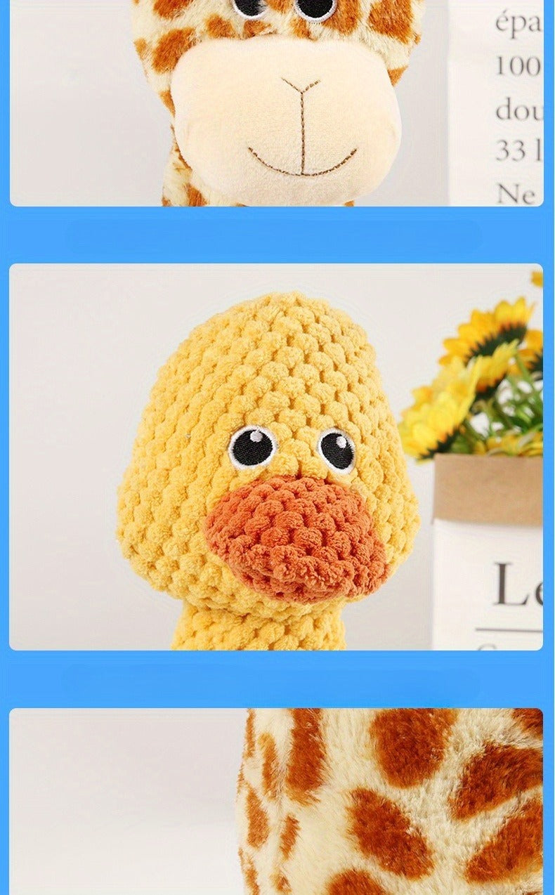 Dog Toy Squeaky Plush Deer or Frog Character for Chew, Tug, Fetch, Shake and Cuddle Play for All Breeds