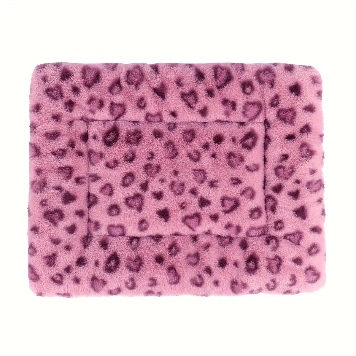 Reversible Plush Pet Mat Leopard Print Fleece Soft Warm Dog Cat Bed Pad Anti-Slip Machine Washable for Crate Car Sofa Floor