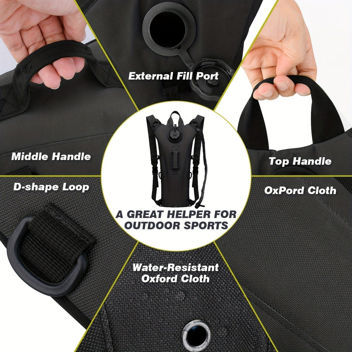 Water Bladder Backpack with 3L & 101.44oz BPA-Free Bladder – Oxford Cloth Hydration Pack for Hiking, Camping & Outdoor Adventures