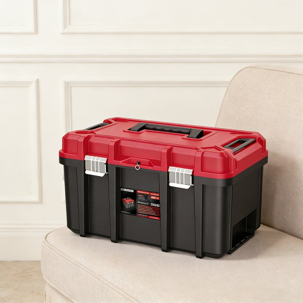 Rolling Tool Box with Wheels 3-Tier Stackable Organizer | Lockable Compartments, Connected Storage, 17" Large Plastic Toolbox for Garage
