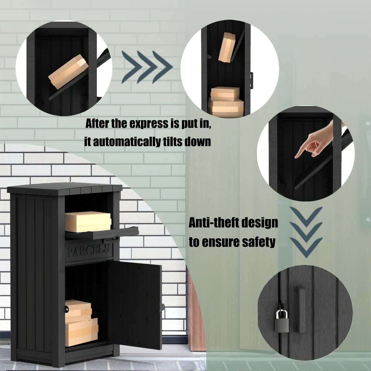 Lockable Outdoor Storage Box Waterproof Package Delivery Porch
