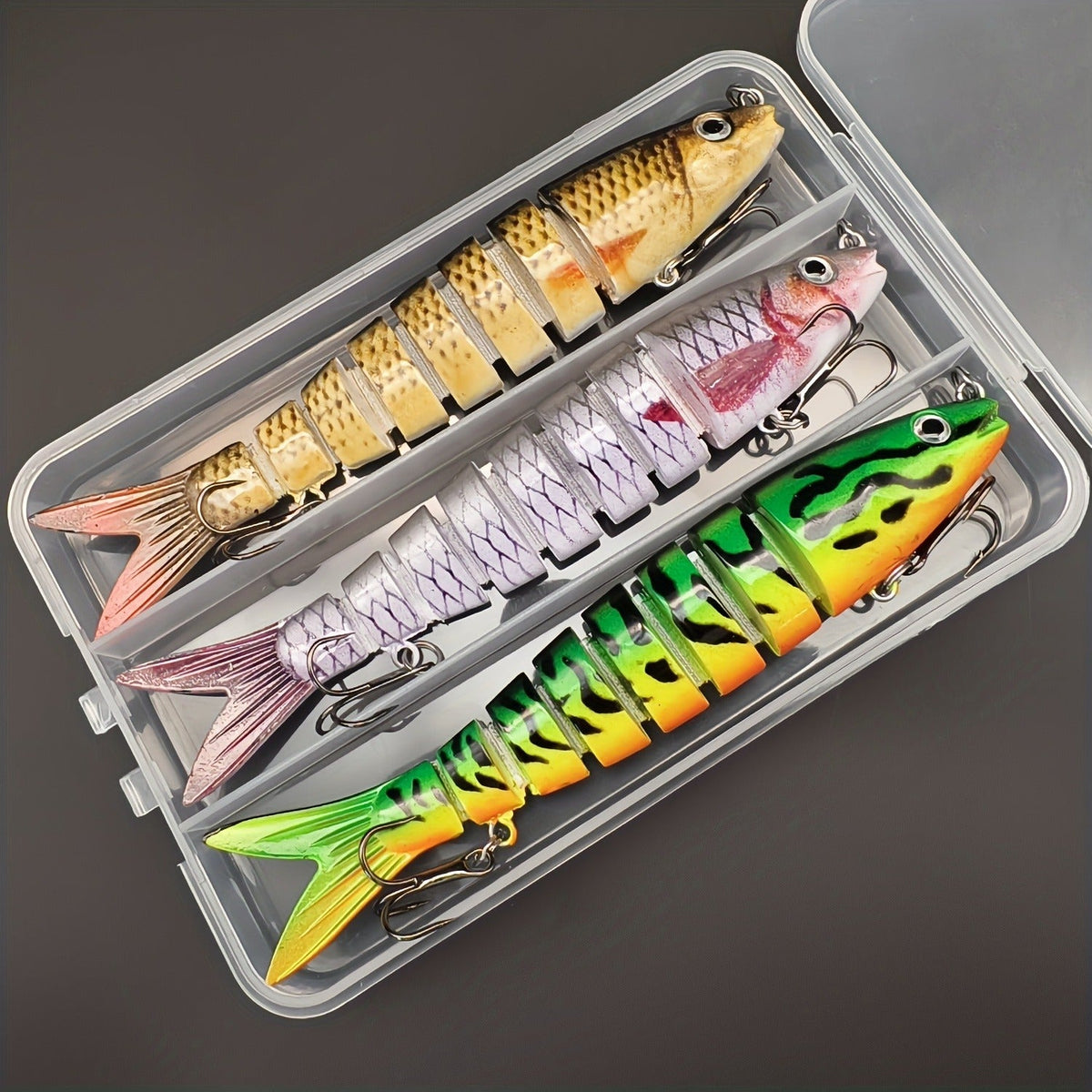 Multi-Jointed Swimbait Fishing Lures for Bass Trout Perch – Slow Sinking Lifelike 3D Eyes ABS Body, Pearl Powder Coating