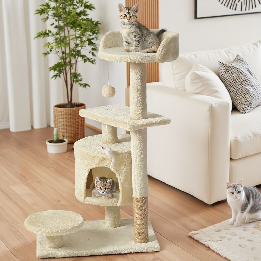 Cat Tree for Large Cats, Tower Multi-Level with Cat Bed, Condo & Sisal Scratching Post – 3 or 4 Tier Indoor Cat Tree for Large Cats