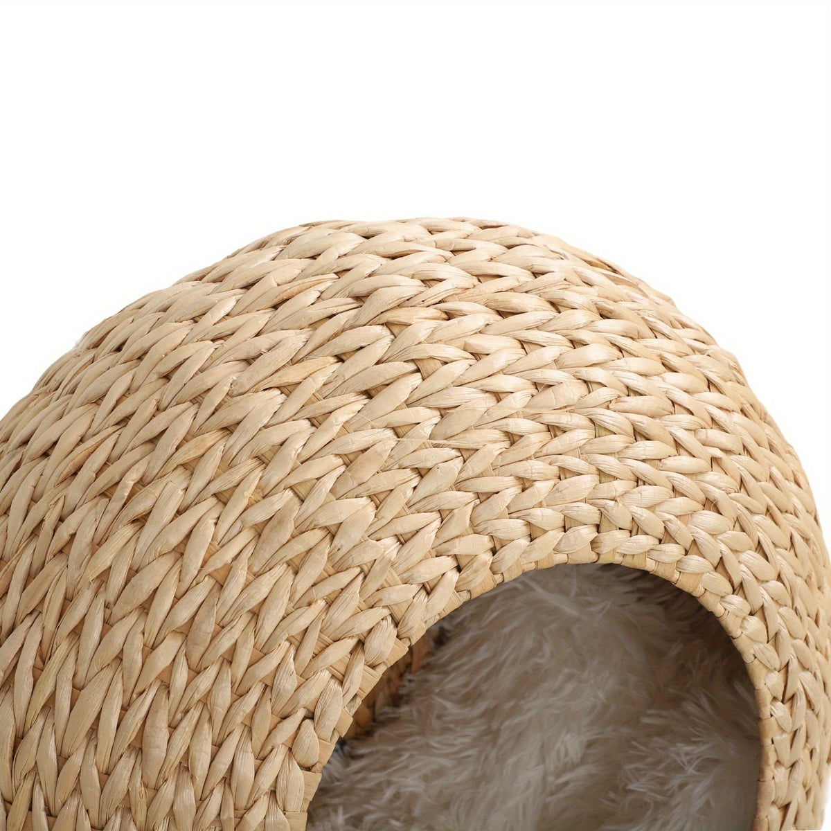 Natural-Tone Round Woven Cat Wall Condo with Removable Cushion, Mounting Hardware and 17.7-Inch Pod Diameter