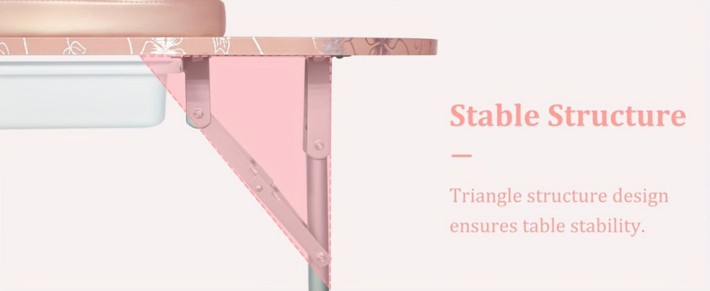 Foldable Nail Table with LED Lamp Drawer Lockable Wheels Wrist Cushion & Carrying Bag, Portable Manicure
