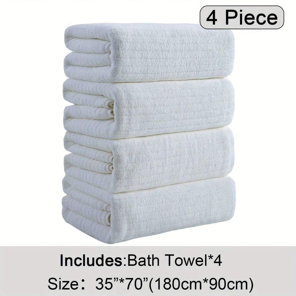 Bath Towels Set 4-Pack Oversized 35 x 70 Inch Microfiber Sheets in 13 Solid Color Options for Home and Guest Use