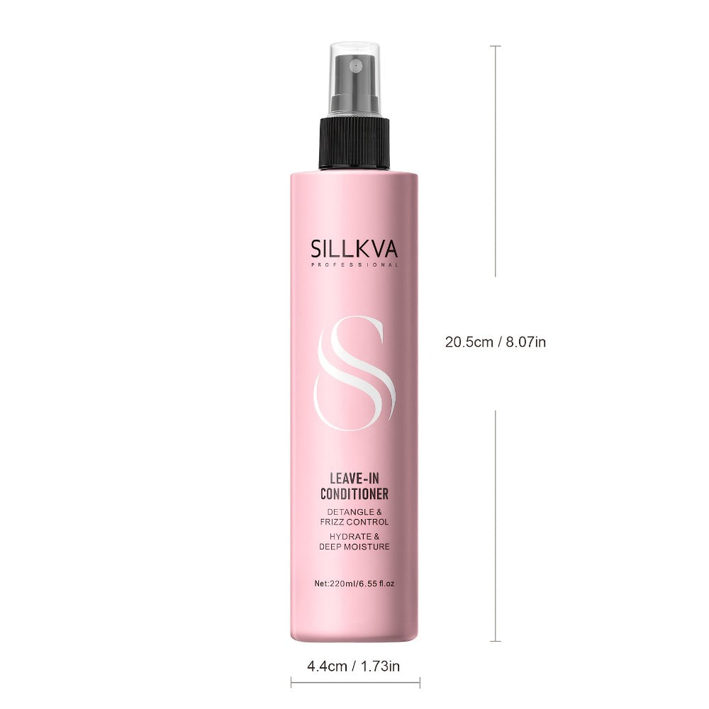 Leave-In Conditioner Spray & Detangling Hair Brush Set - Anti Frizz Smoothing Glycerin Formula for Home, Travel and Salon Hair Styling