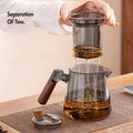 Glass Teapot with Filter 650ml - Stovetop Safe Tea and Coffee Pot with Handle, Tea Water Separator