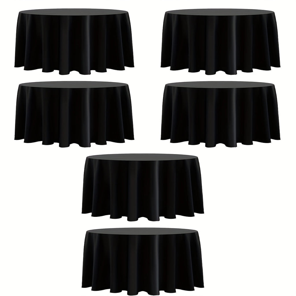 120 Inch Round Tablecloth Bulk Pack – Wrinkle-Free Table Cover for Wedding, Party, Christmas & Halloween, Black or White (6/12/18 Pack)