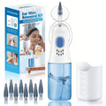 Blue Manual Ear Irrigation Kit with Squeeze Bottle, Separate Catch Cup and Multiple Pictured Tip Shapes