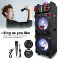 Karaoke Party Bluetooth Speaker with Sound Reactive Lights, 1000W Peak DJ Subwoofer Stereo Boombox