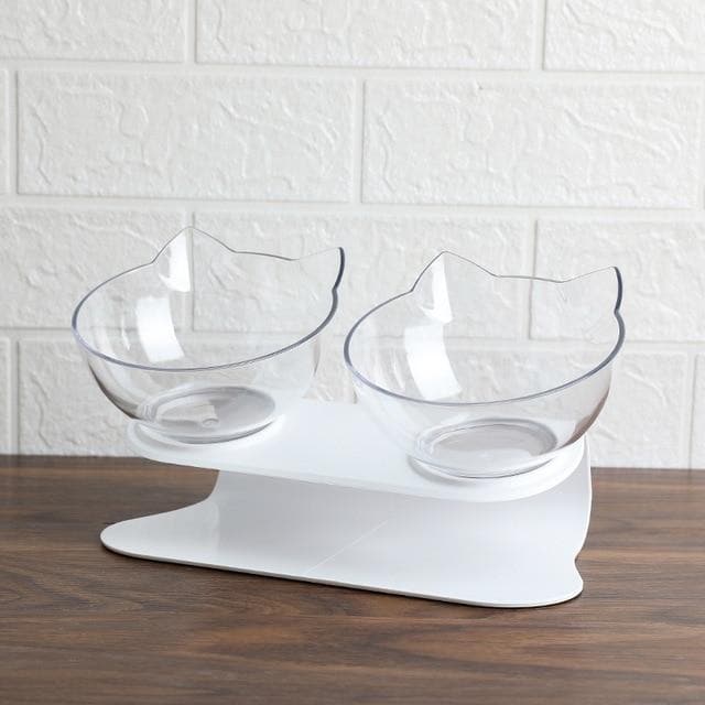 15-Degree Elevated Cat Bowl Clear / Double