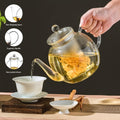 Glass Teapot with Removable Infuser 51oz Borosilicate Clear Tea Kettle Stovetop Safe for Loose Leaf Blooming Herbal & Flower Tea