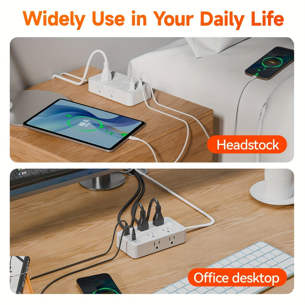 Power Strip Outlet Extender Surge Protector 8 AC Outlets 6 USB Charging Ports 4 USB-A 2 USB-C for an Everyday Personal Care Routine