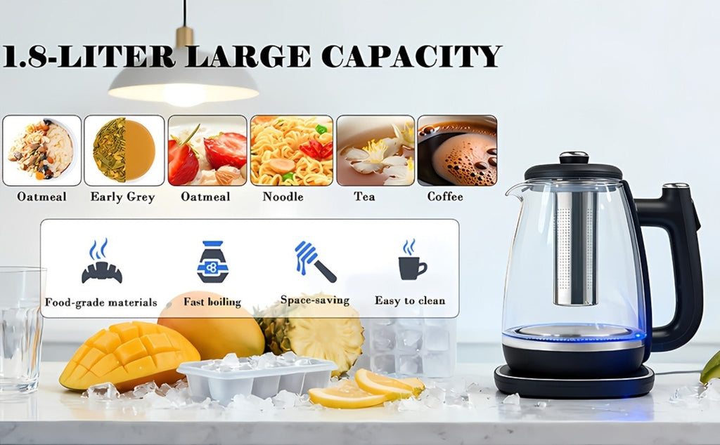 Electric Kettle 1.8L Stainless Steel, Fast Boil with Auto Shut-Off, Boil-Dry Protection, Removable Filter & 360° Swivel Base