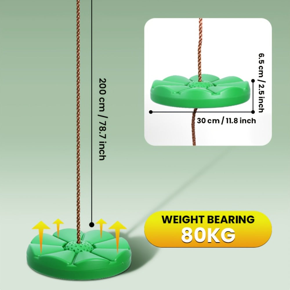 Petal Shaped Outdoor Swing for Kids, Single Person Thickened Fun Swing, 11.8" Diameter, 78.7" Rope