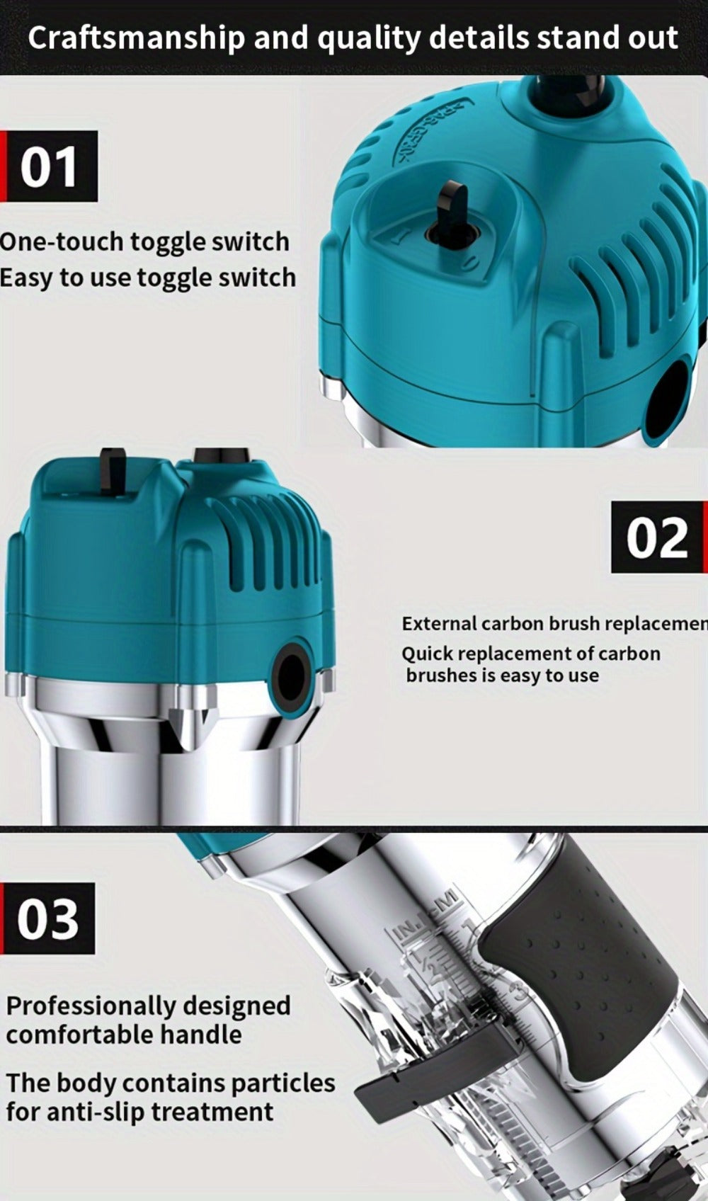 Wood Router Carving Machine Electric Trimmer, Wood Slotting, Drilling & Engraving Tool with Optional 15pc Milling Cutter Set