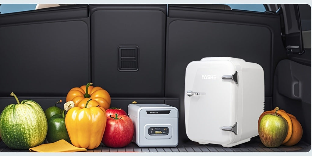Mini Fridge 4 Liter 6 Cans - Thermoelectric Cooler and Warmer, 110V AC & 12V DC Portable Small Refrigerator for Bedroom