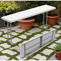 Narrow White 6-Foot Portable Folding Table with Rectangular Top and Folding Gray Leg Frame