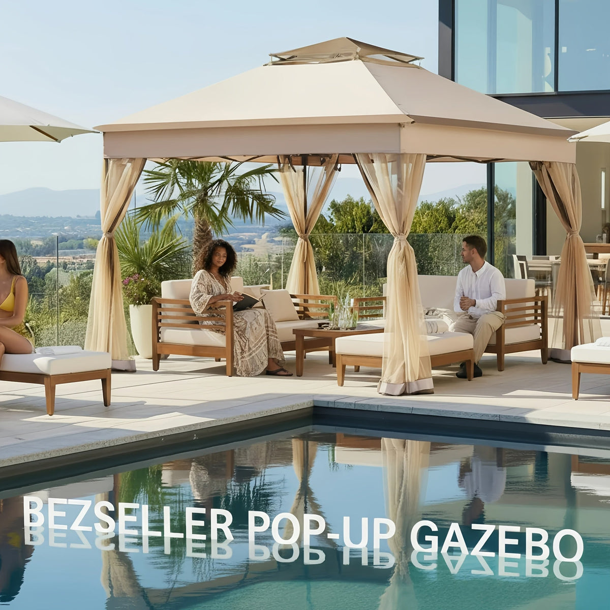 11x11ft Pop-Up Gazebo Tent with Full Mesh Curtains, Three Height Positions and Three Color Options