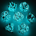 Metal Skull Dice Set 7pcs Glow in the Dark, Hollow UV Fluorescent Polyhedral DnD RPG Dice for Dungeon Masters