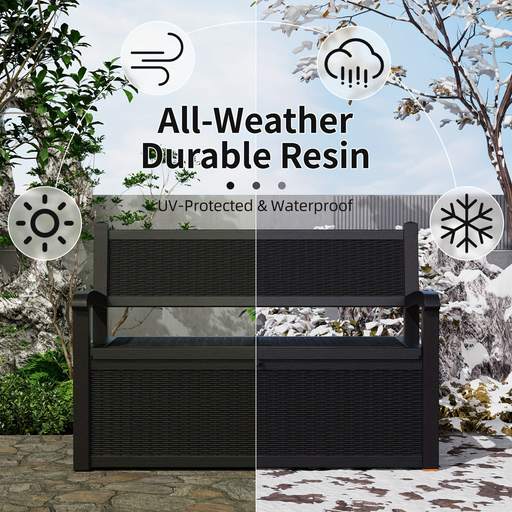 Outdoor Storage Bench 80 Gal, for Garden, Patio and Yard Use, with the Listed Configuration