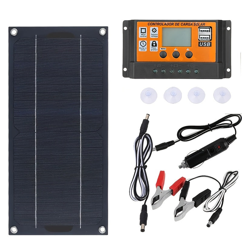 Solar Panel Kit High-Power with 100A Controller Extension Cable for RV Camping Outdoor Portable Power for Garden, Patio and Yard Use