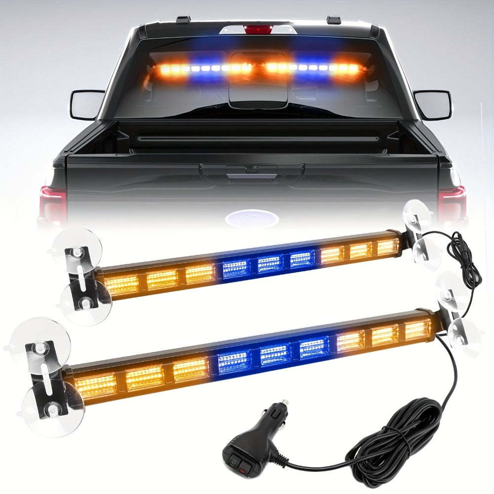Visor Light Bar 162 LEDs 4-Color Switchable Emergency Warning Light Bar with 27 Flash Patterns Dual Switch Windshield Dash Lights for Trucks