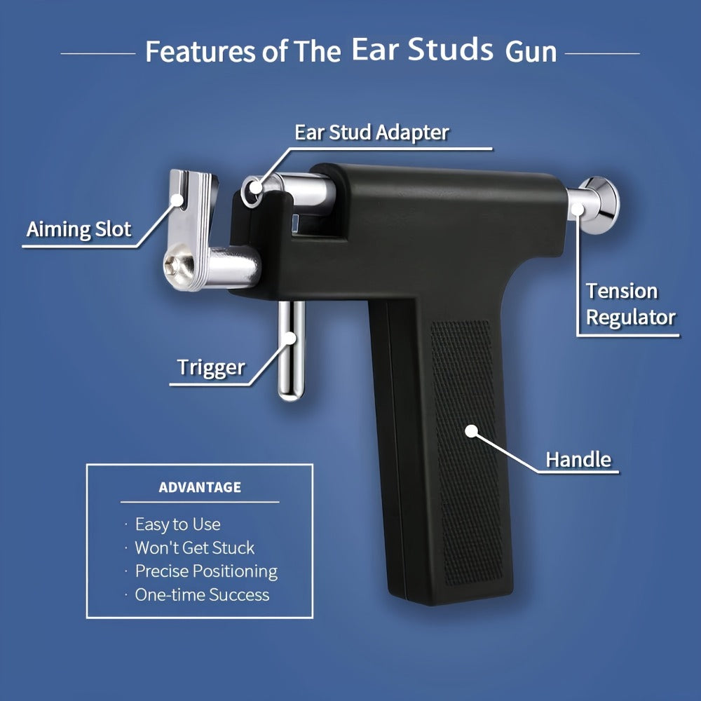 Ear Piercing Tool Set Reusable - Safe Ear Piercing Kit with Ear Studs, Professional Piercing Gun for Home & Salon Use
