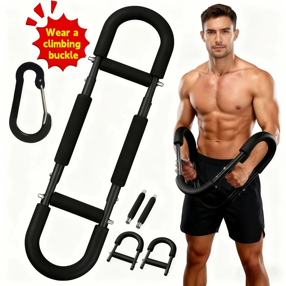Arm Strength Trainer Three-Bar Chest Expander, Adjustable Multi-Level Resistance, Portable Detachable Forearm & Chest Workout Device