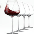Four-Piece Long-Stem Wine Glass Set with Clear Wide Bowls, Narrow Stems and Rounded Bases for Table Service