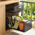 Under Sink Organizer 2-Tier Slide Out Pull Out Drawer Metal Basket Height Adjustable – Under Sink Cabinet Organizer for Kitchen Bathroom