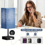 Bedside Lamps Set of 2 3-Way Dimmable Touch Nightstand Lamp USB-C A Charging Port LED Bulb for Entryways, Bedrooms and Living Spaces