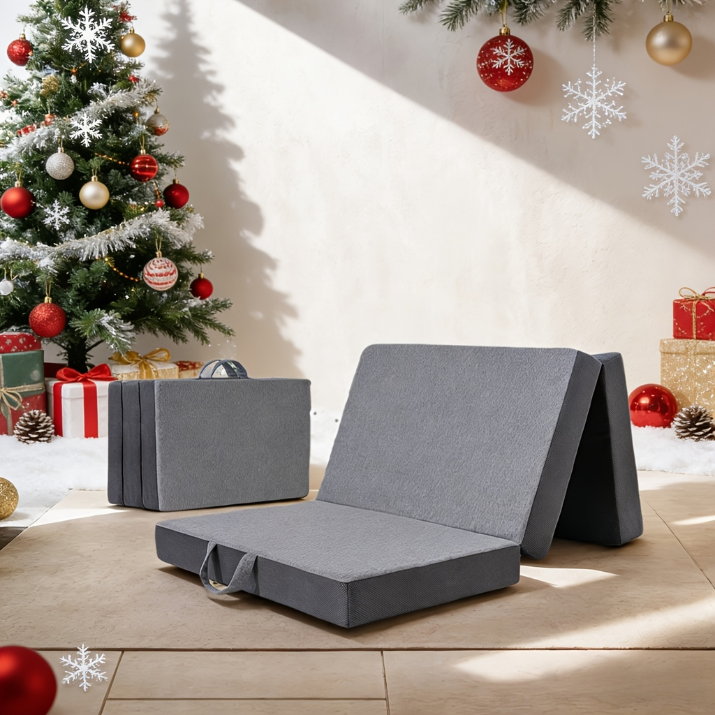 Mattress Tri-Fold Memory-Foam Portable Pad with Washable Cover, 3-, 4- or 6-Inch Profiles and Four Sizes