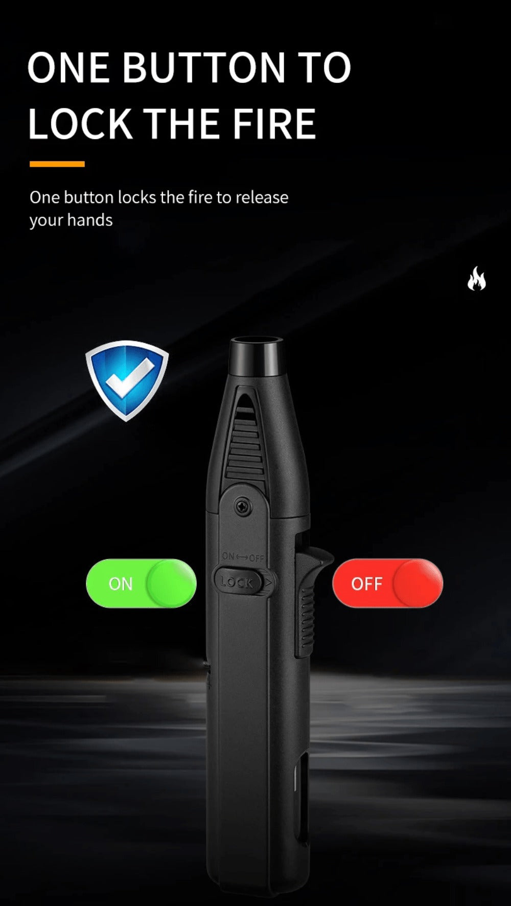 1300°F Torch Lighter 5pcs Blue Flame Windproof Refillable with Safety Lock - Jet Flame for Candles