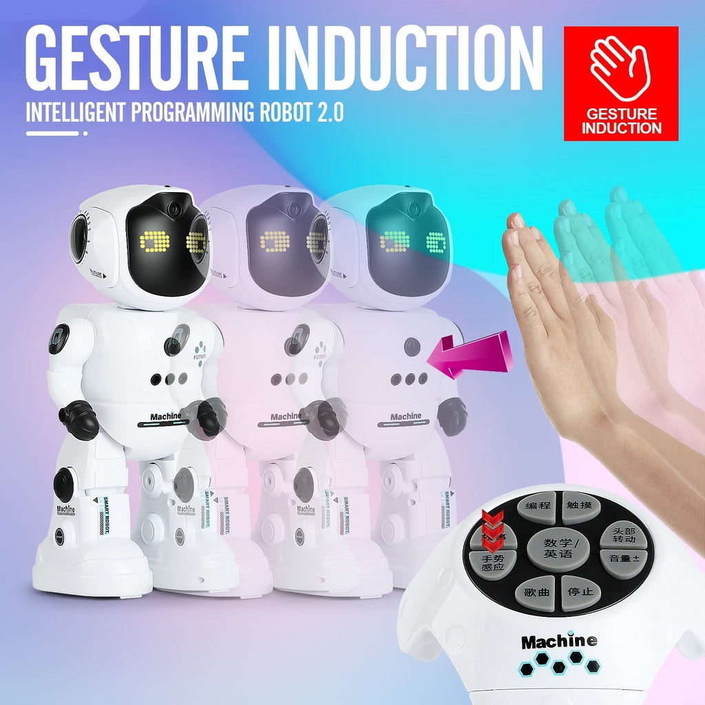 Gesture Control RC Robot Toy for Kids, Voice Recording, Programming, EMO LED Infrared Intelligent Interactive Robot