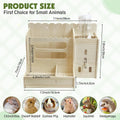 Hay Feeder Box for Rabbits & Guinea Pigs – Recycled Wood Multi-Compartment Dry Food Dispenser with Grass & Veggie Holders | Natural Wood